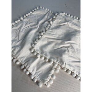 CAWANFLY White Pom Pom Throw Pillow Covers – Set of 2 – 45x45cm (18x18")